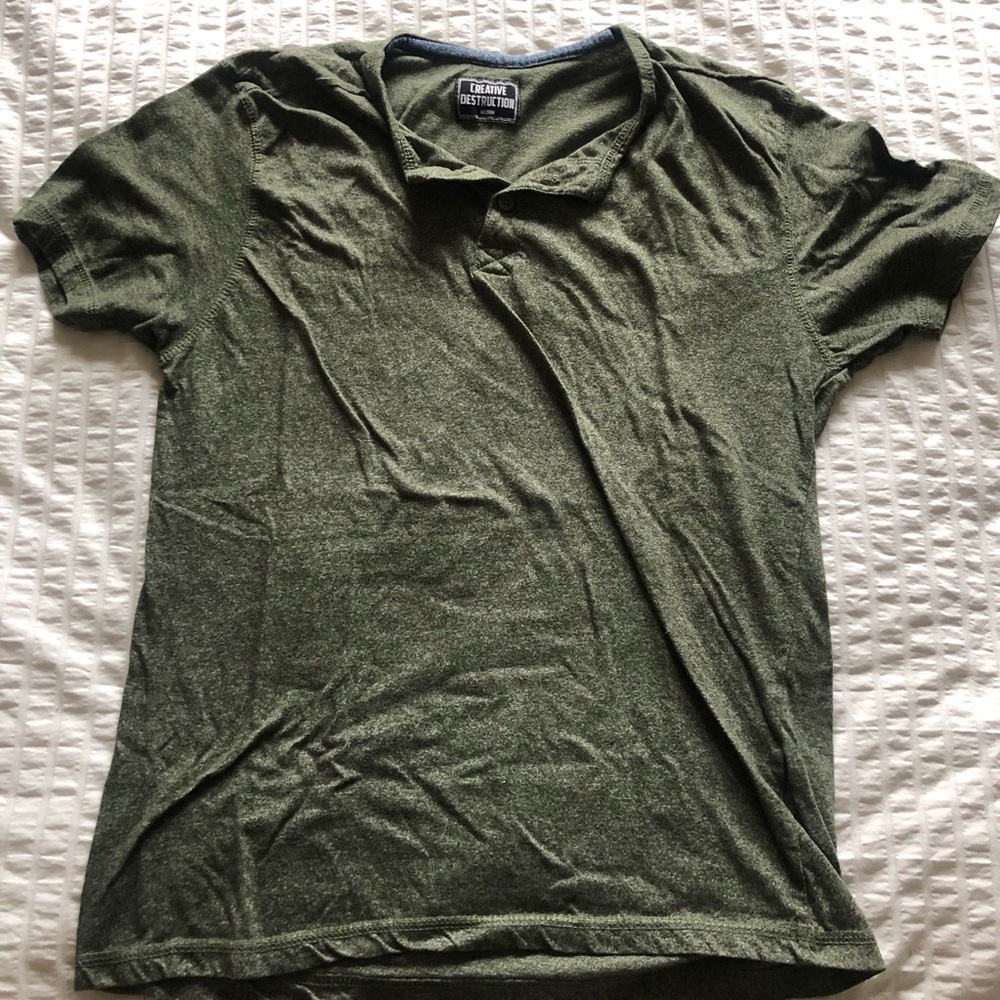 dark green v-neck with buttons